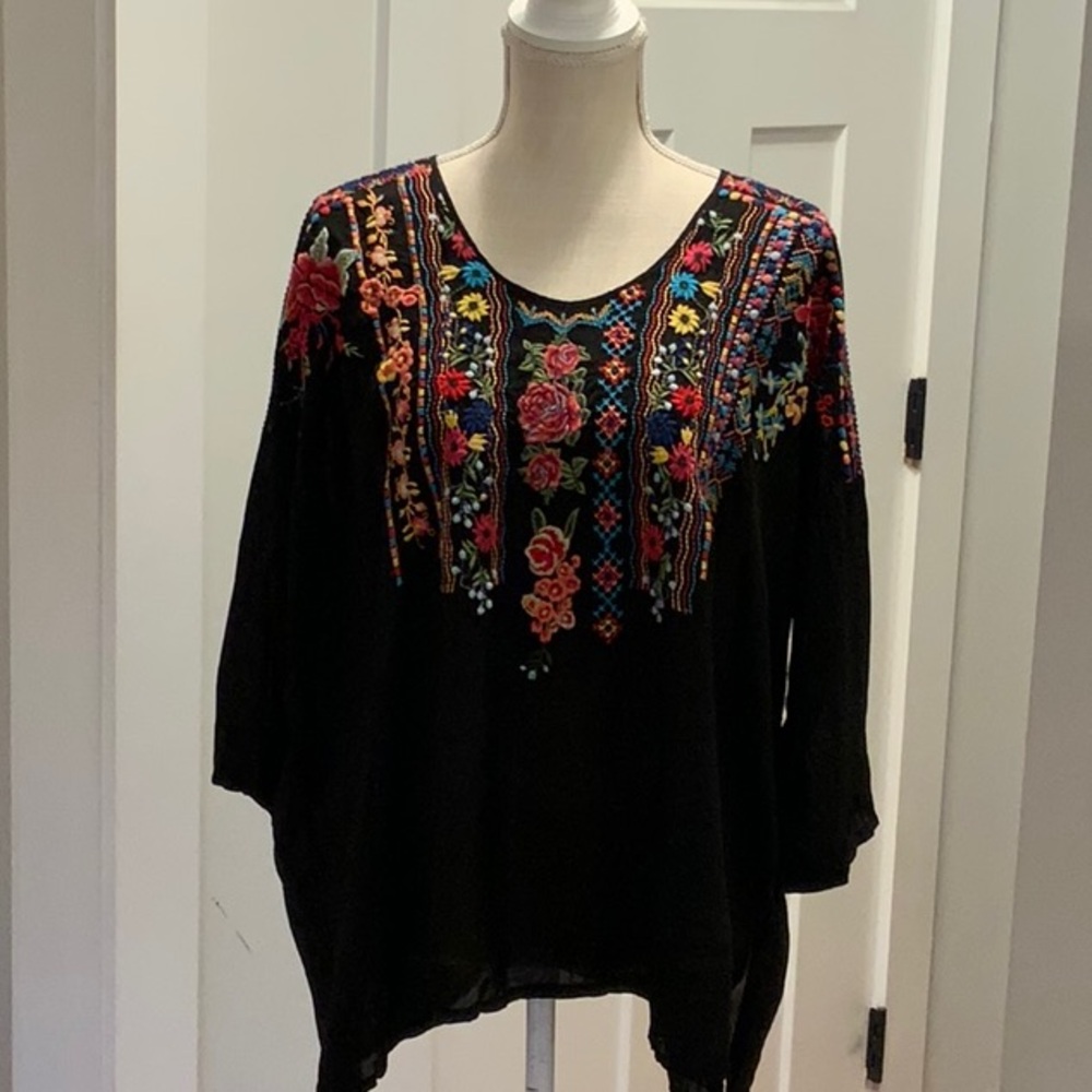 Large Johnny Was Embroidered Top